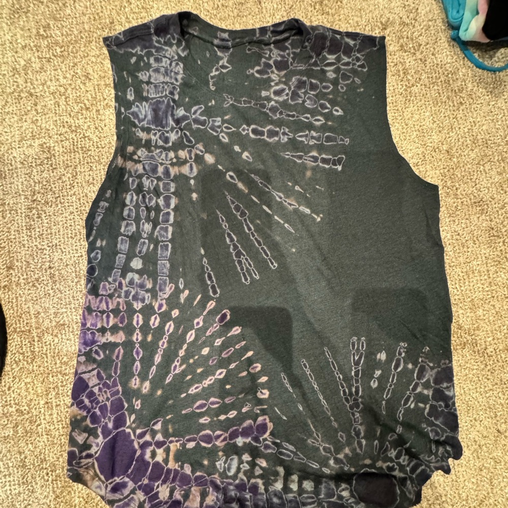 Raquel Allegra Tie-Dye Muscle Tee - Purple and Black